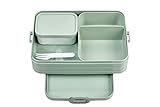 Mepal Brotdose Large - Brotdose mit Bento Box - Für 4 Sandwiches oder 8 Brotscheiben - Lunchbox für kleine Snacks & Reste - Brotdose Erwachsene - Essenbox mit Fächern - Nordic sage