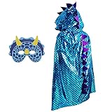 DKINY Karneval Dinosaurier Umhang, Karneval Cosplay Kinder Köstum Cape mit Mask Handschuhe, Drachen Mantel Kleidung für Rollenspiel Halloween Themenparty Maskerade, Jungen Mädchen