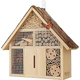 WILDLIFE FRIEND Insektenhotel - Bienenhotel-Bausatz - Bambus-Insekten-Niströhren für Wildbienen - Schmetterlingshaus - Wetterfestes Dach mit Insekten-Füllmaterial - 30x9x57cm Klein